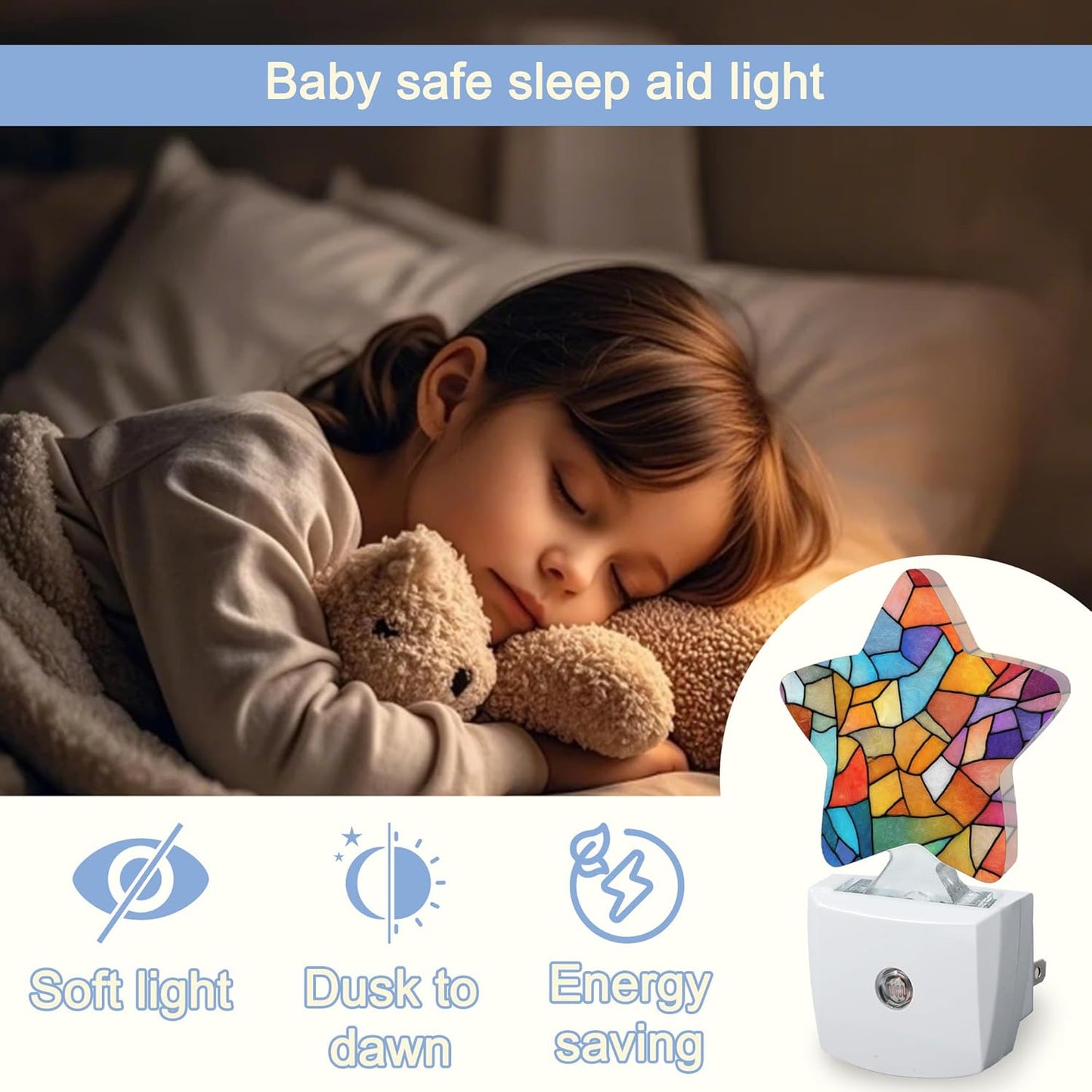Lavender Butterfly Nightlight,Summer Flowers Star Night Lights Plug into Wall Decorations for Bedroom Bathroom,Dusk to Dawn Sensor Kitchen Hallway Stairs Energy Efficient Desk Lamp