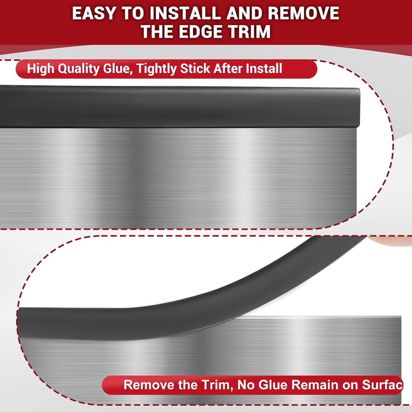 Slimline Cabinet Door Edge Protector, 3/4" Self Adhesive Peel and Stick Rubber Edge Guards, Flexible U Shaped Strips for Kitchen & Garbage Drawer Fronts, Edge Trims for Desks and Shelfves, Black, 10Ft