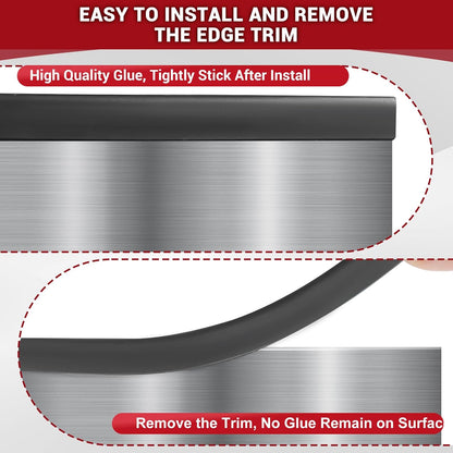 Slimline Cabinet Door Edge Protector, 3/4" Self Adhesive Peel and Stick Rubber Edge Guards, Flexible U Shaped Strips for Kitchen & Garbage Drawer Fronts, Edge Trims for Desks and Shelfves, Black, 10Ft
