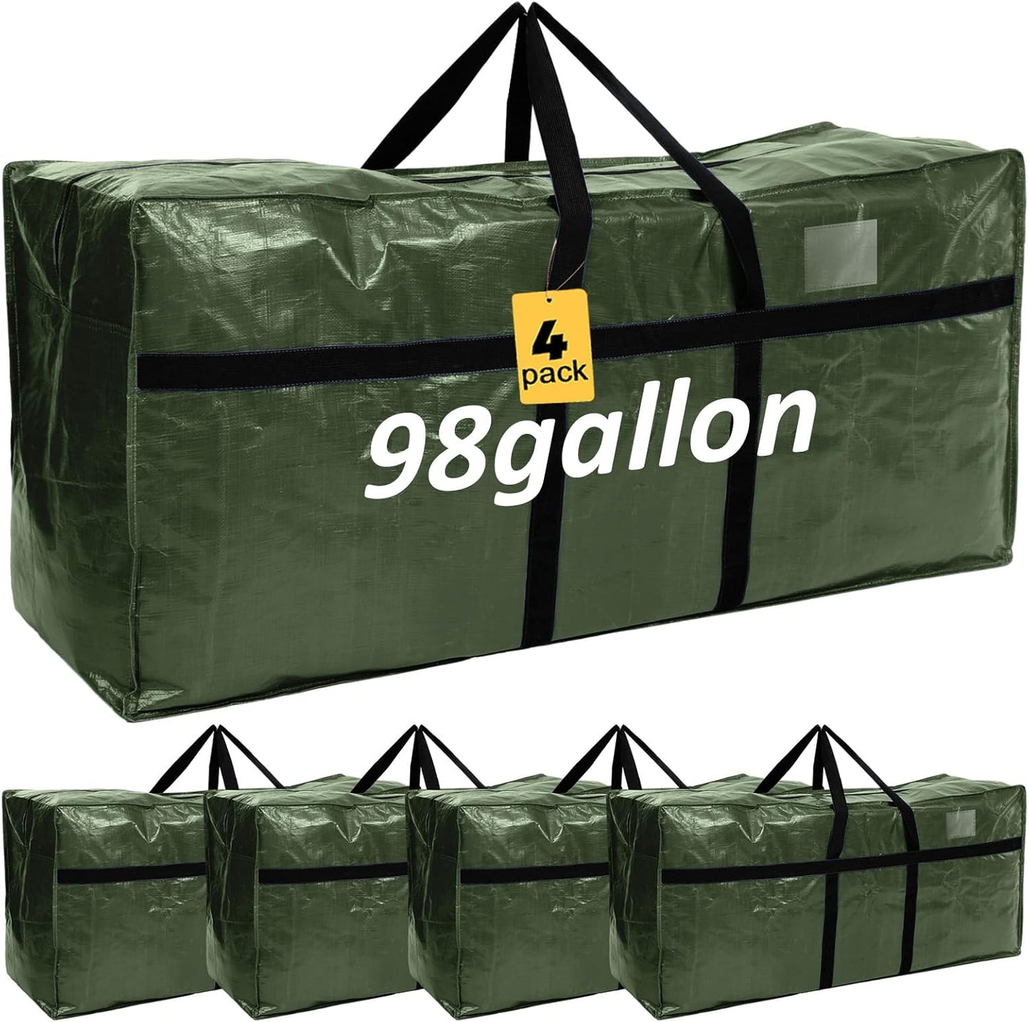 Windyun 4 Pack 57 Gallon Extra Large Moving Bags XXL Heavy Duty Storage Bag with Strong Zipper Handle Jumbo Big Tote Box Foldable for College Dorm Travel Clothes Duffle Blanket Pillow(Red)
