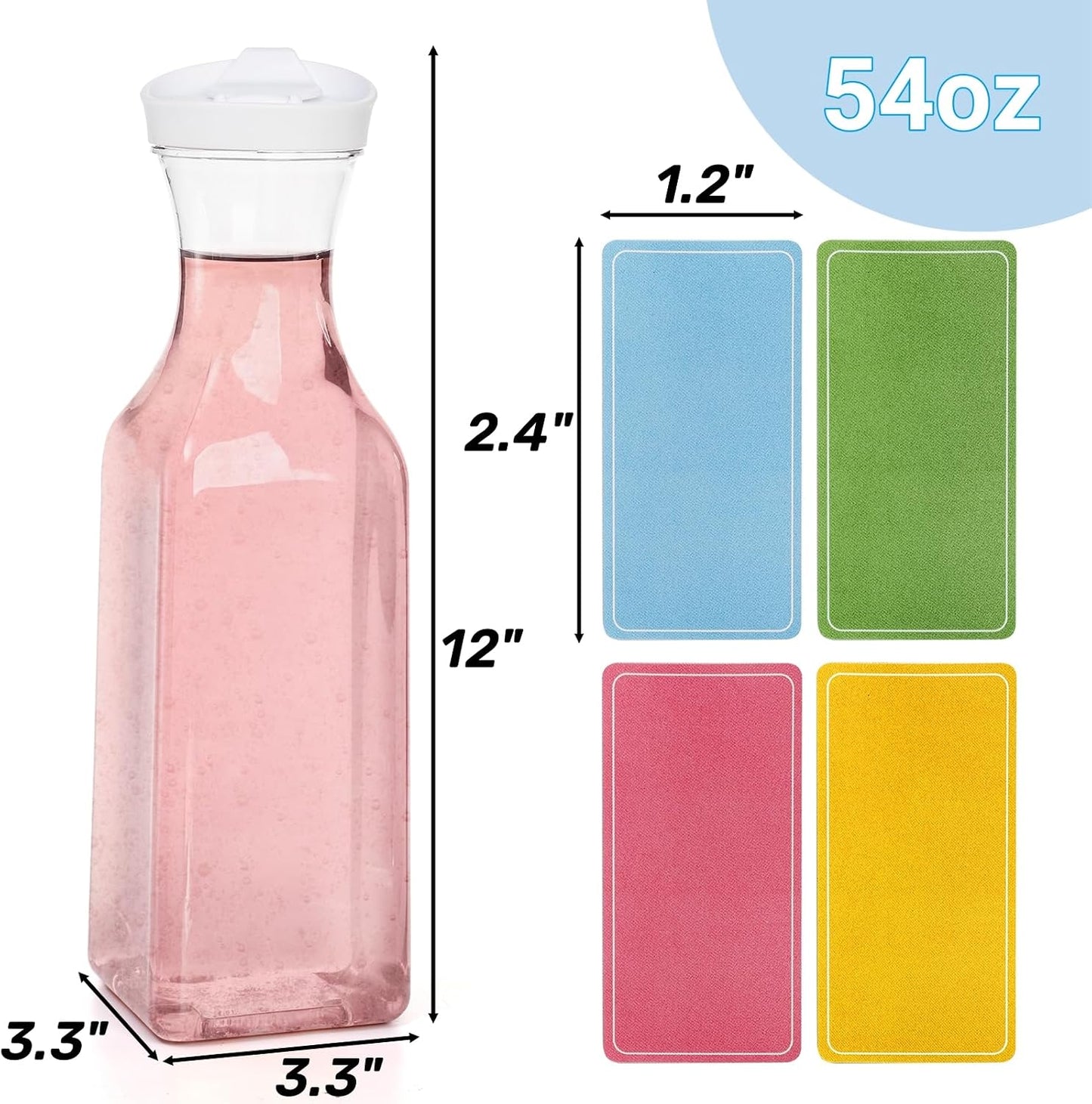 Goaste 4 Pack Laundry Detergent Dispenser, 54oz Laundry Soap Dispenser Bottle with Waterproof Label, Liquid Laundry Detergent Container, Plastic Fabric Softener Organizer for Bleach Powder Beads