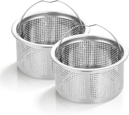 2 Pack Sink Strainer Basket, Stainless Steel Sink Drain with Handle Kitchen Drain Basket 3in Outer Diameter Kitchen Utensils for Restaurant Home