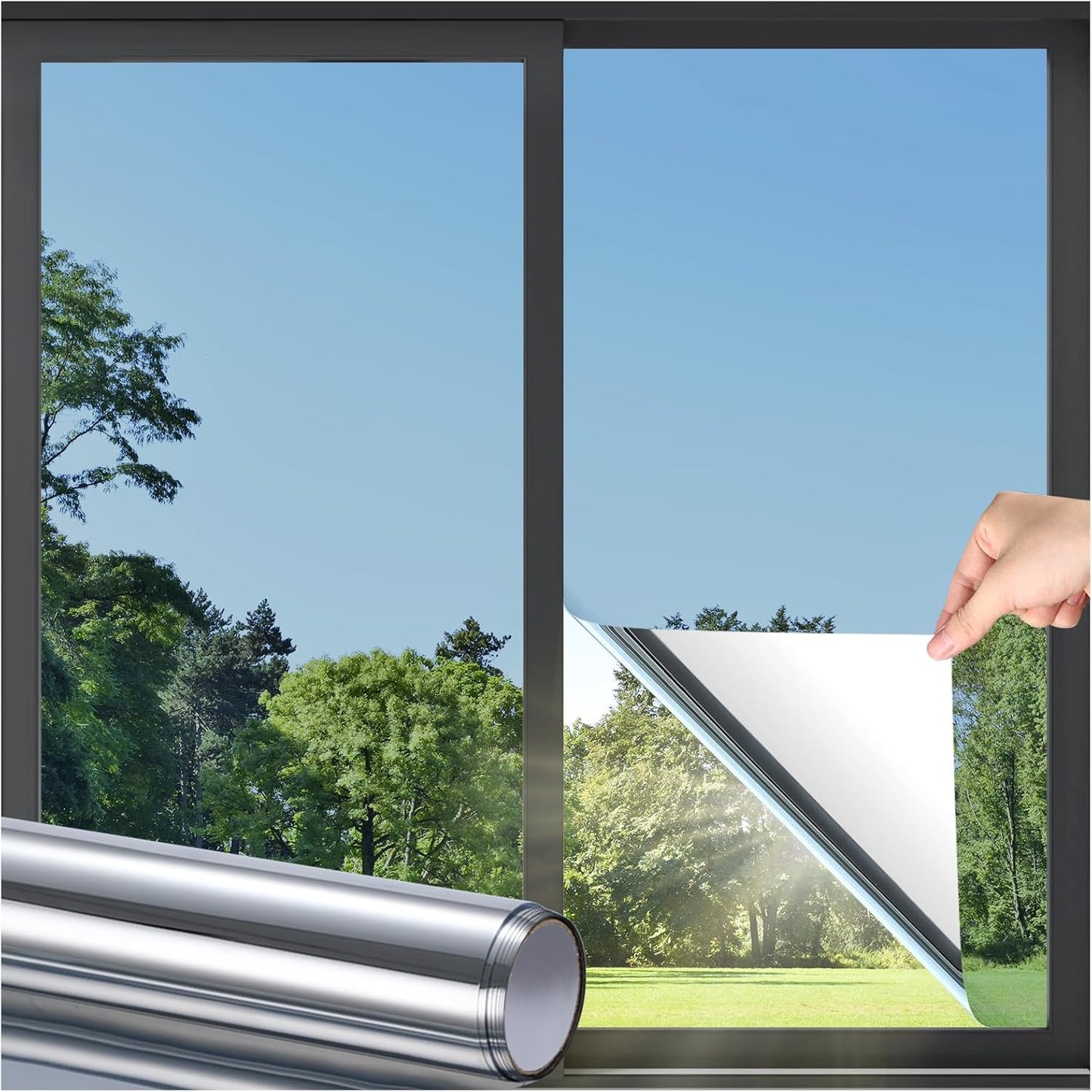 DOWELL Window Privacy Film, Frosted Glass Window Film, Static Cling Non-Adhesive Glass Clings, Sun Blocking Opaque Coverings, Reusable Door Stickers for Bathroom Home Office, Pure, 17.5" x 78.7"
