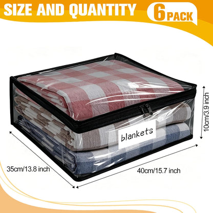Plastic Storage Bags with Easy-Glide Zipper, Pack of 8, Durable Clear Vinyl Zippered Storage Bags for Clothes Sweaters Comforters Blankets Sheets Bedding (15.7 x 13.8 x 3.9 Inch, White)