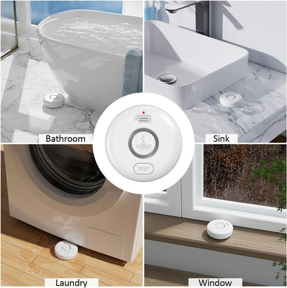 5 Pack Water Leak Alarm Detector, 120dB Loud Alert Water Sensor, IP66 Waterproof, Sensitive Leak and Drip Alert, Easy Installation for Home, Basement Flood Prevention, Bathroom, Sink, Laundry