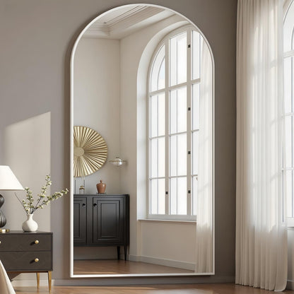 Prywot Arched Full Length Mirror, 70"x26" Free Standing Floor Mirror, Modern Full Body Mirrors with Stand, Wall Mirrors with Aluminum Alloy Frame for Bedroom,Living Room, Gold