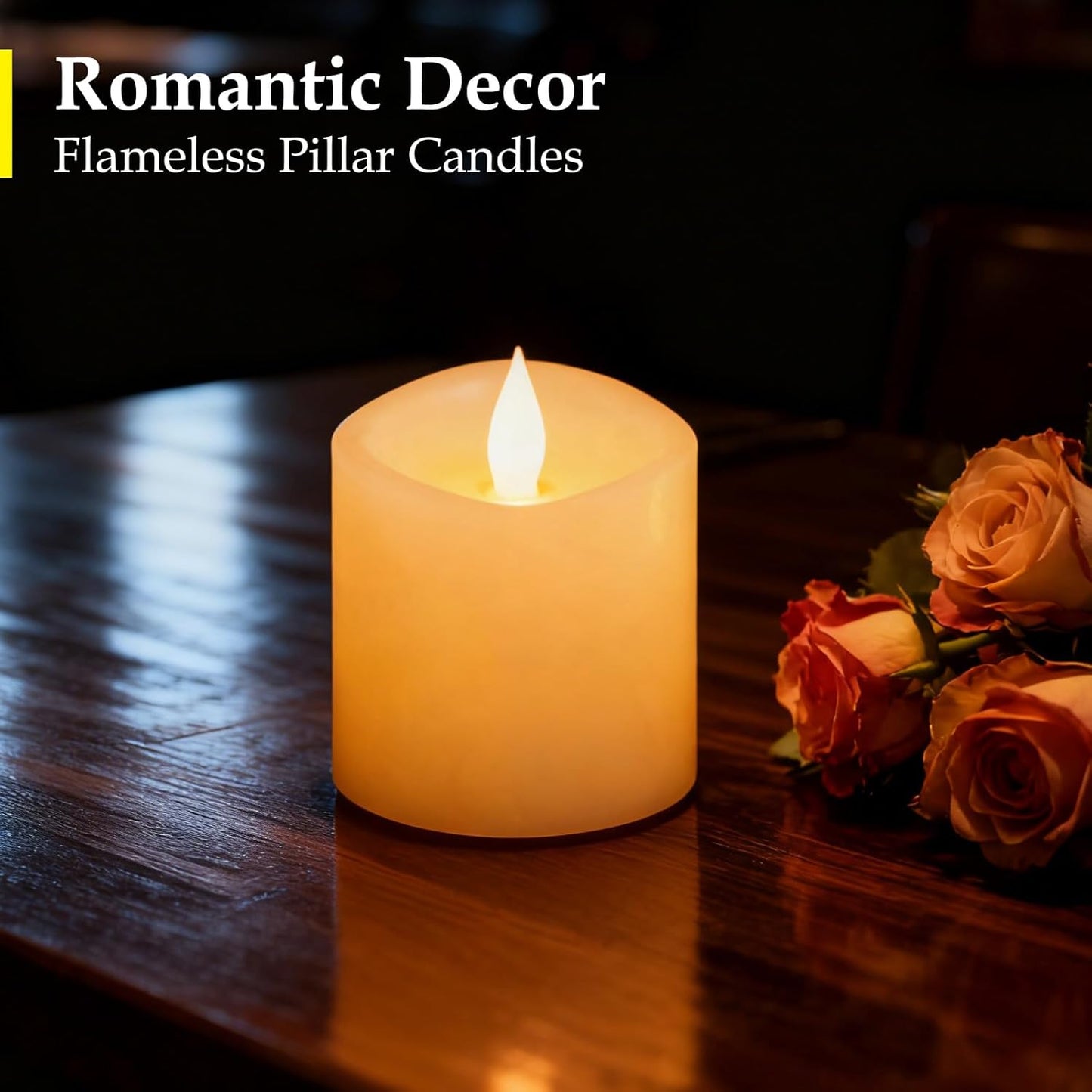 3"x4" Flickering Flameless Battery Candles with Timer, White Realistic LED Pillar Candles, Set of 2 Large Remote-Operated Candles for Home Indoor/Outdoor & Holiday Decor