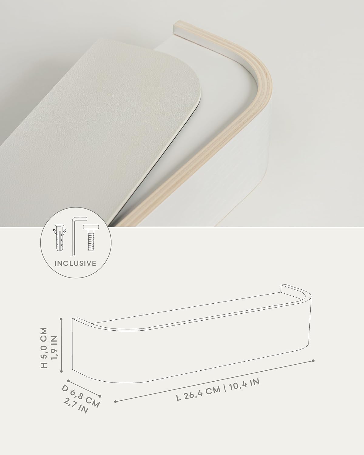 Kazai. Key Holder 'Toke' | Minimalist Key Hook Design from Berlin | Modern Key Holder Wall Mount with Wooden Shelf | Key Rack for Wall as Entryway Organizer | Walnut