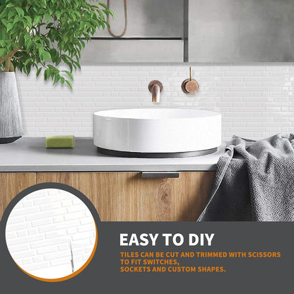 Yipscazo 10 Sheets Peel and Stick Backsplash for Kitchen Wall, 12''x12'' Waterproof Stick on Backsplash Smart Tiles for Bathroom,Removable Backsplash Wall Tiles in Gray White