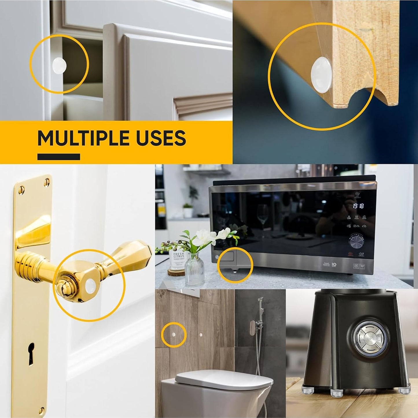 128 Clear Cabinet Bumper Pads – Self-Adhesive Silicone Set with 5 Unique Shapes for Doors, Drawers & Furniture – Premium Sound Dampening Pads for Surface Protection