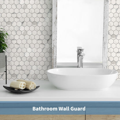 10-Sheet Heavy-Duty Hexagon Peel and Stick Backsplash, Thick Waterproof &Heat Resistant Stick on Wall Tiles, Slate Beige Mosaic for Kitchen & Bathroom, Strong Adhesive Permanent PVC Tiles