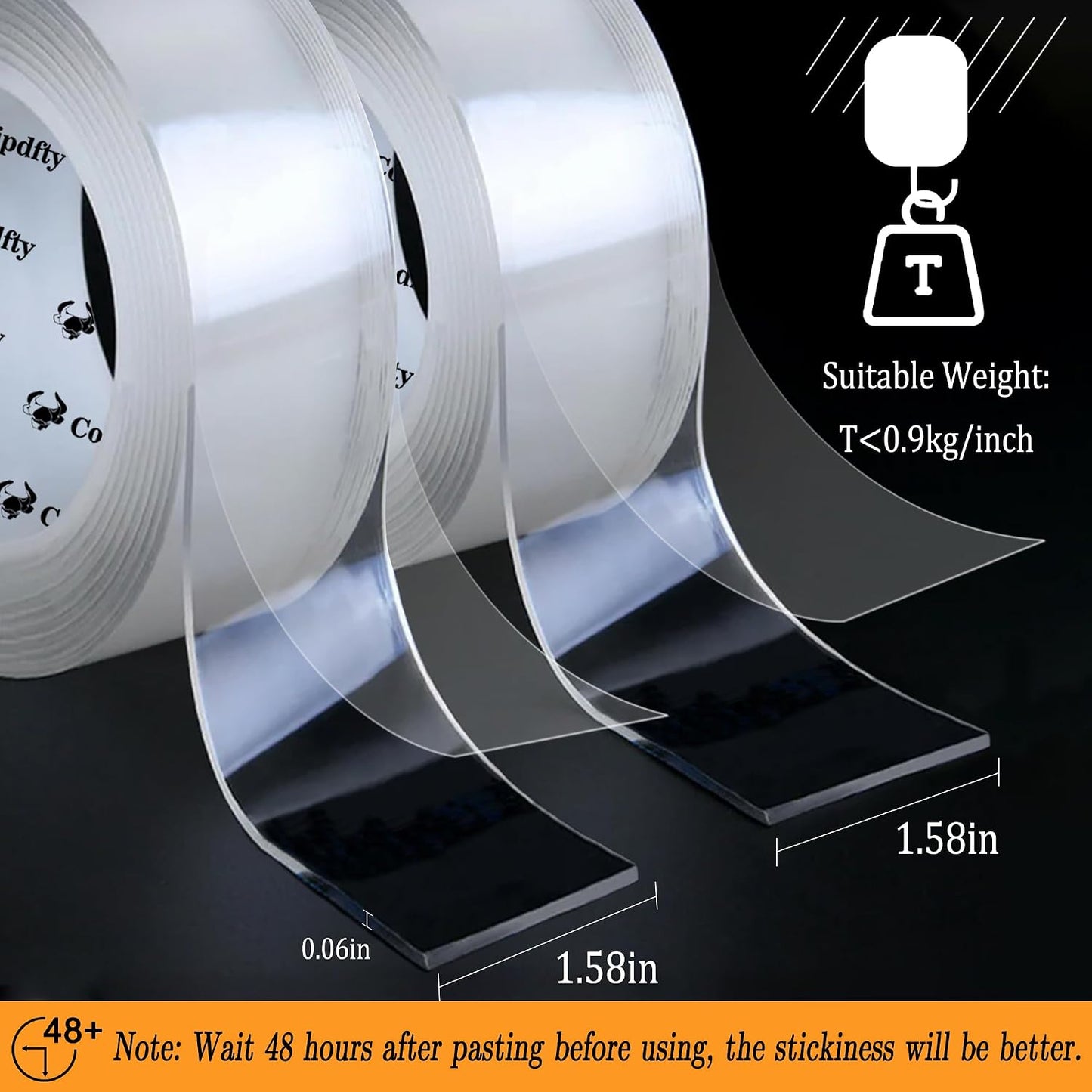Double Sided Tape Heavy Duty for Wall Decor No Damage to Paint,Clear Removable Mounting Tape,Nano Two Sided Adhesive Tape,Picture Hanging Strips for Posters,Stickers - 3Rolls,Total(1.18in*20FT)