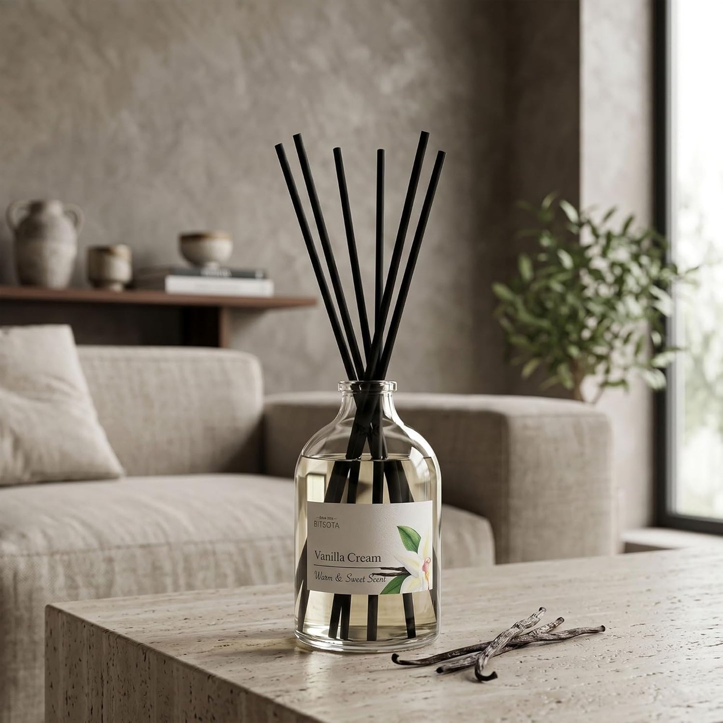 Reed Diffuser Set for Bathroom & Home, Long Lasting Essential Oil Aroma, Glass Bottle Home Fragrance with Sticks, Ideal Gift for Woman, 3.52oz (100ml) (Lavender Eucalyptus)