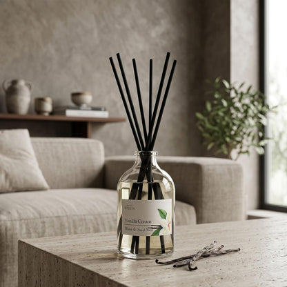 Reed Diffuser Set for Bathroom & Home, Long Lasting Essential Oil Aroma, Glass Bottle Home Fragrance with Sticks, Ideal Gift for Woman, 3.52oz (100ml) (Lavender Eucalyptus)