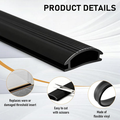 2 Pcs 36 Inch Vinyl Replacement Insert for Adjustable Height Aluminum Thresholds with Seals 1-5/16 x 3/8 Vinyl Replacement Insert for Front Under Door Weather Stripping Seal Exterior
