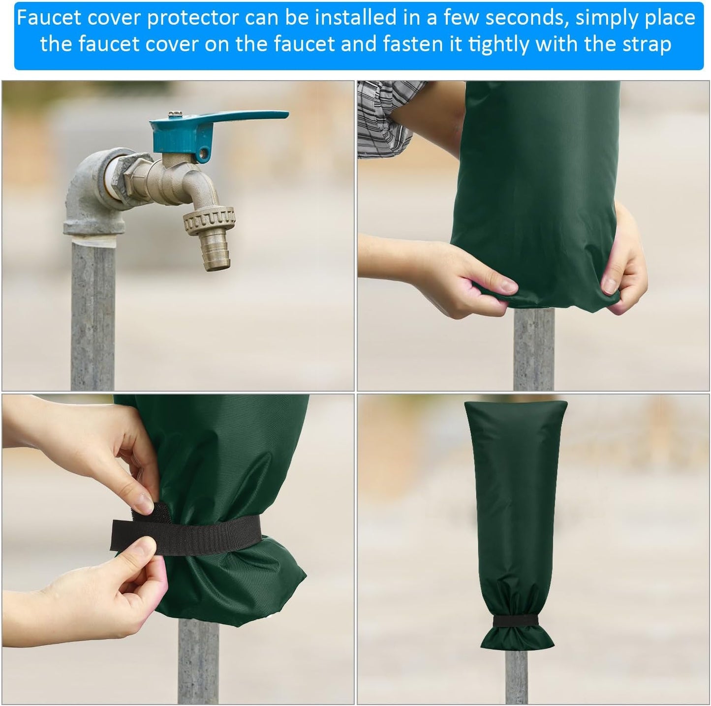Frienda Outdoor Faucet Cover for Winter Freeze Protection 25'' x 10'' Winter Outside Large Backflow Preventer Insulation Spigot Hose Bib Cover for Garden Lawn Faucet Yard Hydrant(Green,2 Pieces)