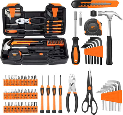 144-Piece General Household Hand Tool Kit with Plastic Toolbox Pink | Basic General Hand Tool Kit, Household Tool Set, for Home Repair, Office & College Dormitory Use, Daily Use for Women