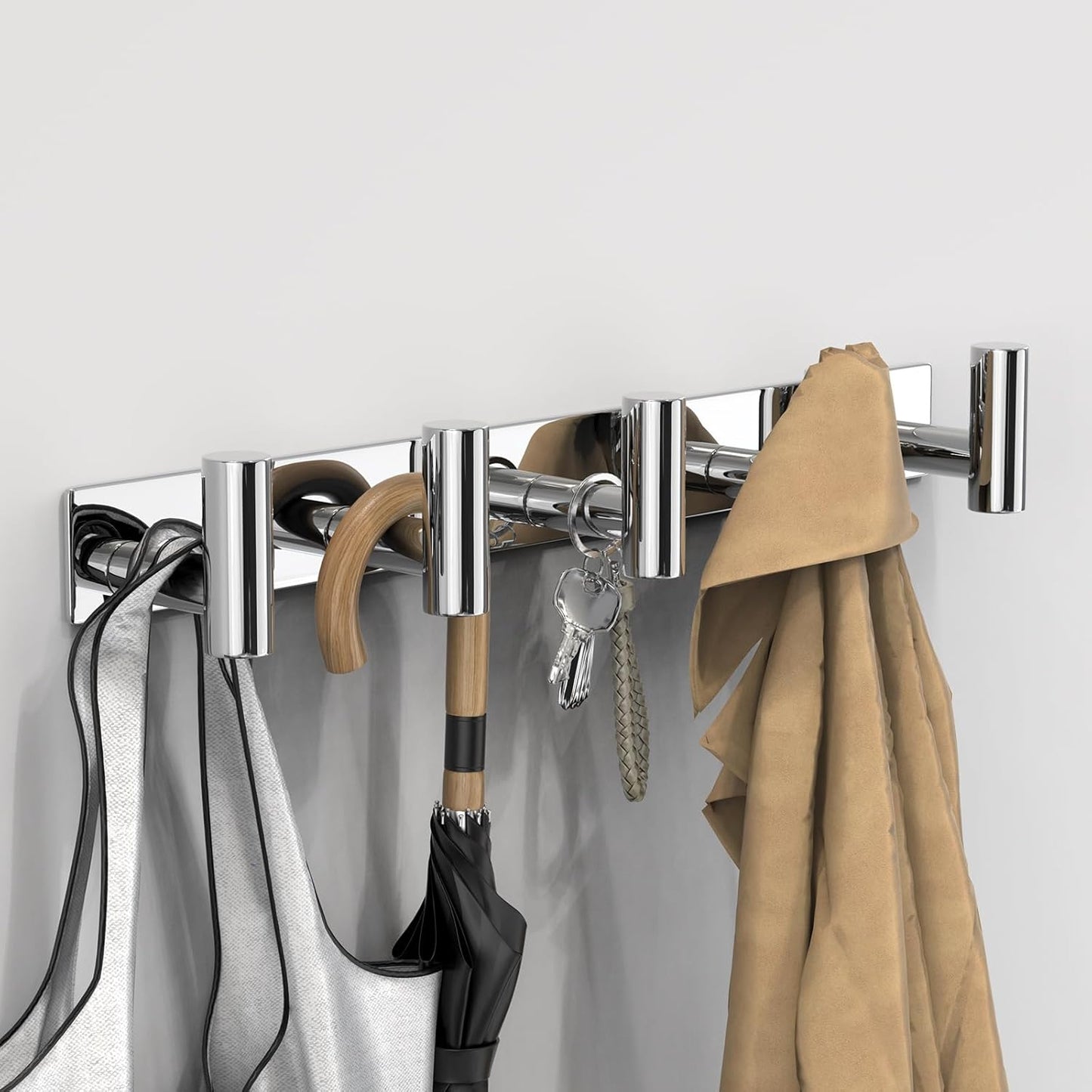 VAEHOLD Black Hat and Coat Wall Mount Rack - 3 Hooks for Robes, Bags, Keys, and Towels - Bathroom Towel Hanger Organizer (1 Pack)