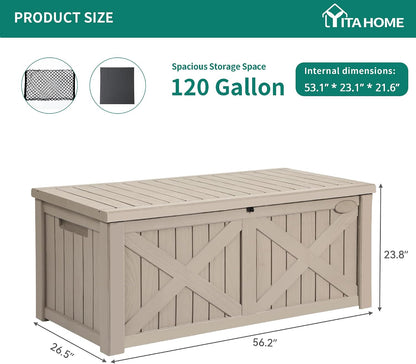 YITAHOME 31 Gallon Outdoor Storage Deck Box | Waterproof Resin Package Delivery and Storage Box with Lockable Lid for Patio Furniture Cushions, Pool Accessories, Garden