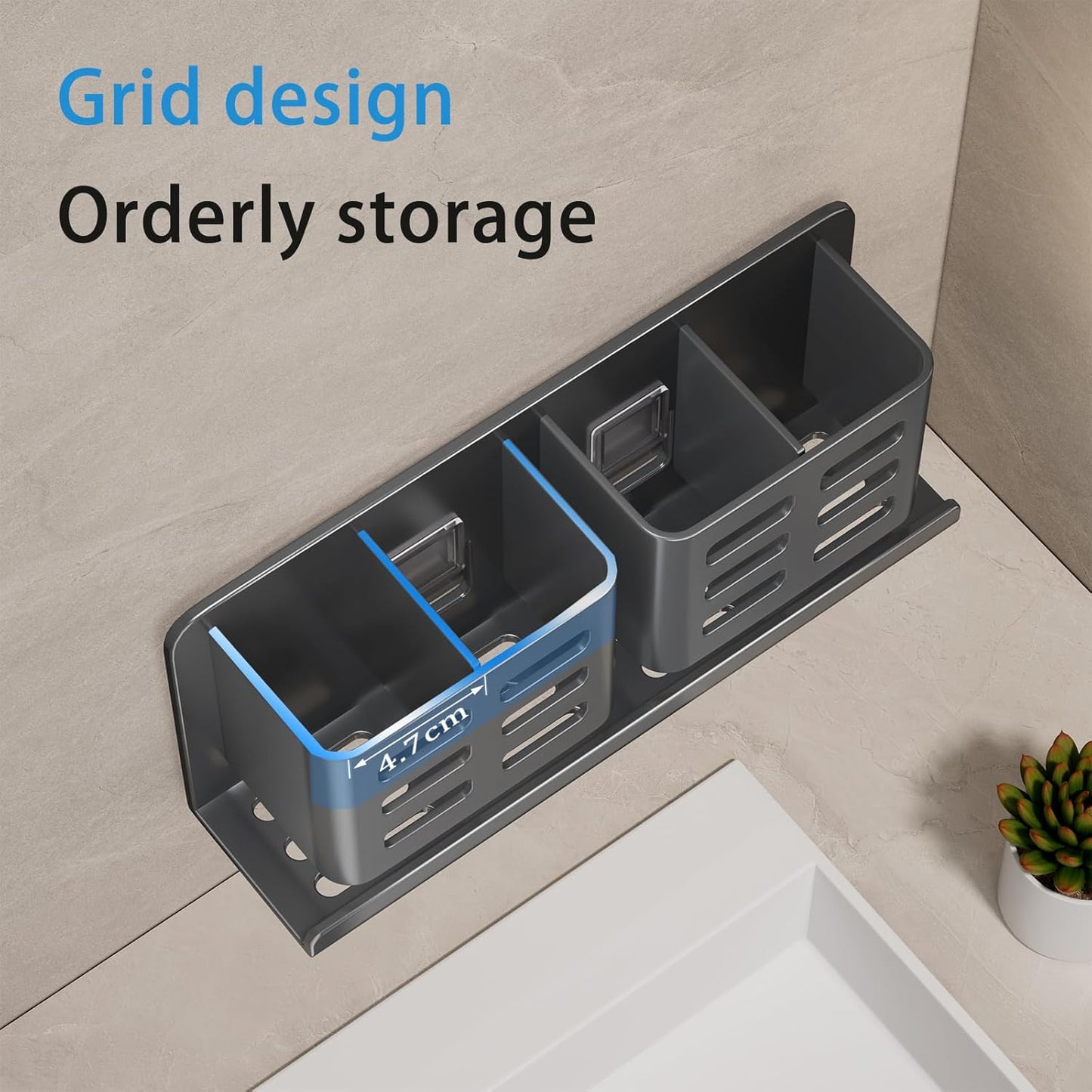 Aluminum Toothbrush Holder， Wall-Mounted，Bathroom Rack，4 Slot，Black | Bracket Shower Toothbrush Razor Holder Suitable for Toothbrush, Toothpaste, Razor and Comb etc Bathroom Storage