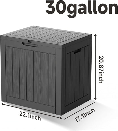 NicBex 30 Gallon Deck Box, Waterproof Resin Outdoor Storage Box Lockable for Patio Furniture, Fade Resistant Patio Side Table & Organizer for Garden Tools, Pool Floats, Outdoor Cushions, Black