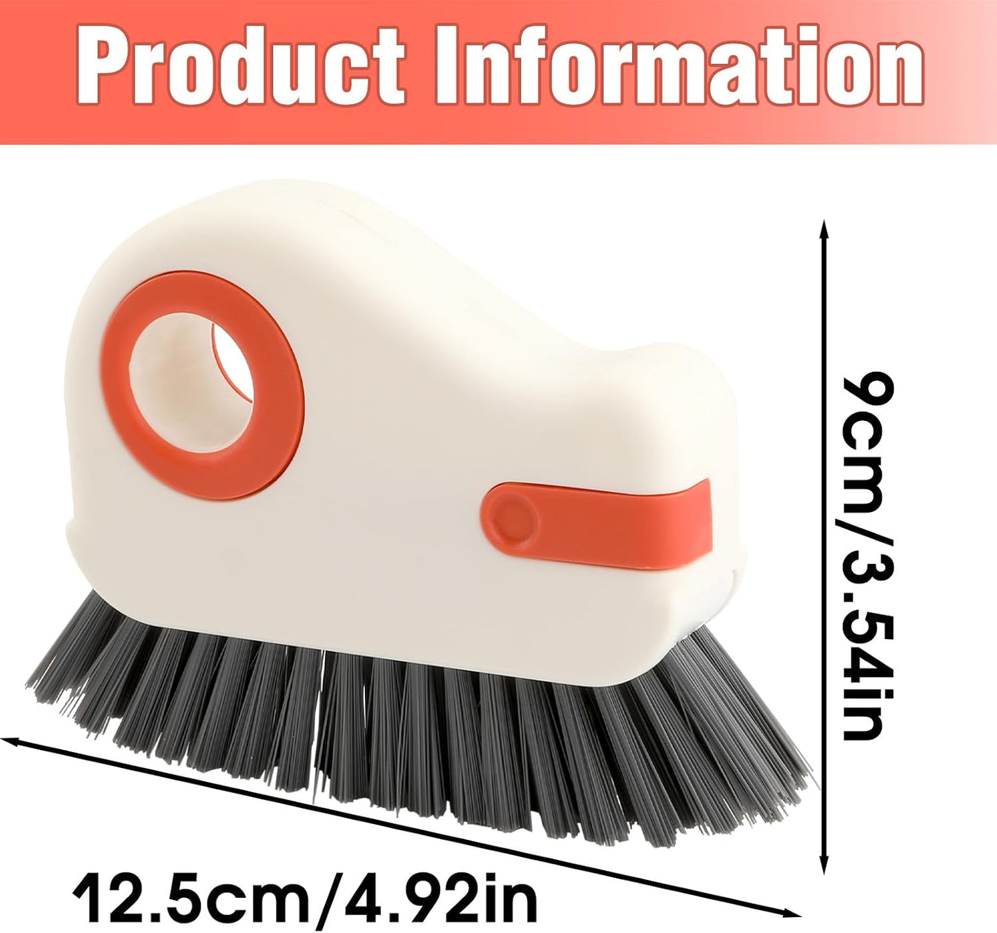 4-Pack 2-in-1 Groove Cleaning Brush with Hidden Scraper, Hard Bristle Window Track Cleaning Tool, Crevice & Grout Scrubber for Sliding Door Tracks, Sink Edges, Shower Door Grooves