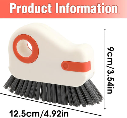 4-Pack 2-in-1 Groove Cleaning Brush with Hidden Scraper, Hard Bristle Window Track Cleaning Tool, Crevice & Grout Scrubber for Sliding Door Tracks, Sink Edges, Shower Door Grooves
