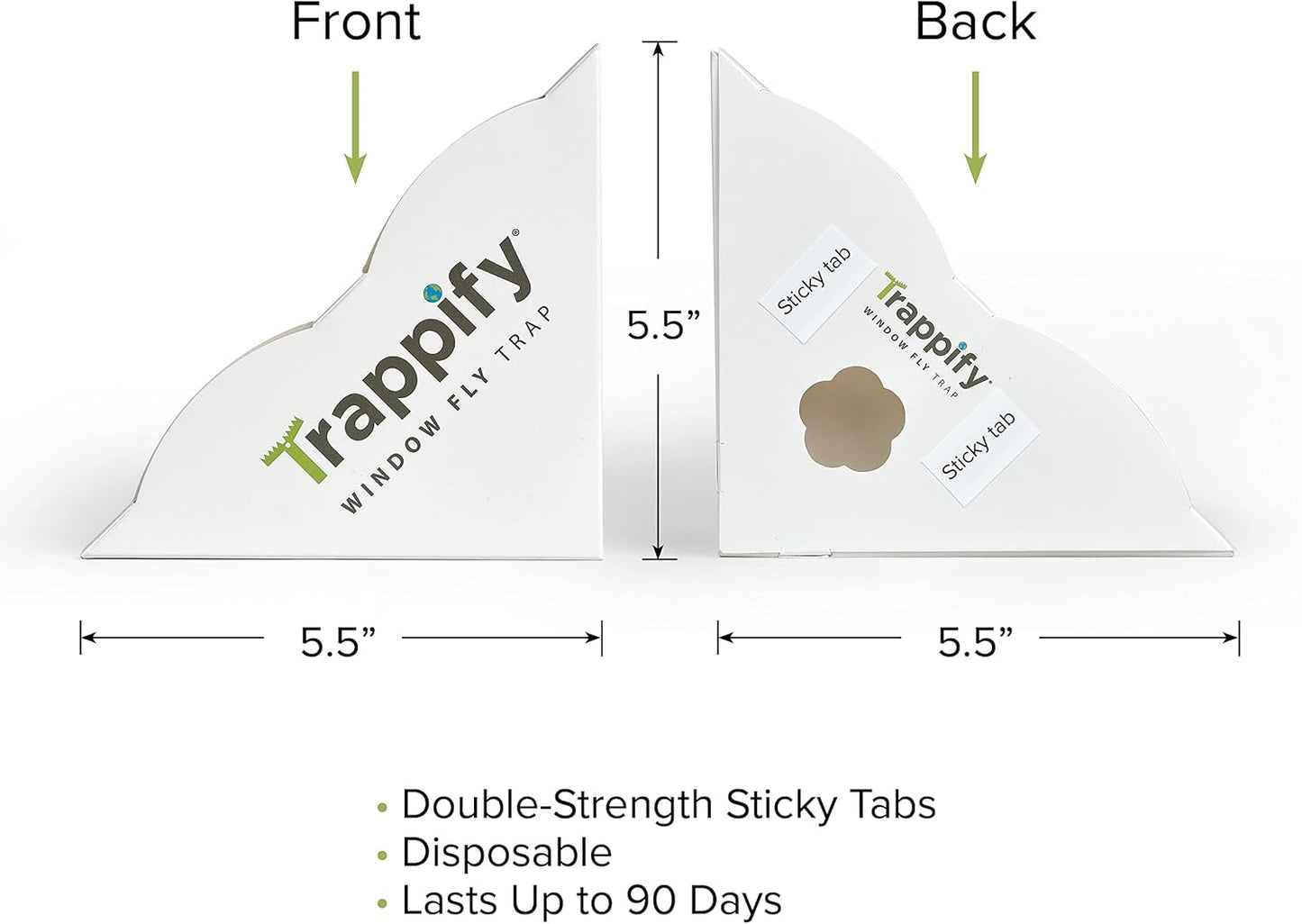 Trappify Window Fly Trap Indoor | Fruit Fly Traps for Indoors | Gnat Traps for House Indoor | Disposable Trap with Sticky Adhesive Strips | Bug Catchers (4 Pack)