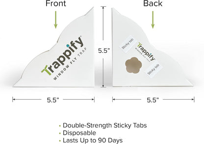 Trappify Window Fly Trap Indoor | Fruit Fly Traps for Indoors | Gnat Traps for House Indoor | Disposable Trap with Sticky Adhesive Strips | Bug Catchers (4 Pack)