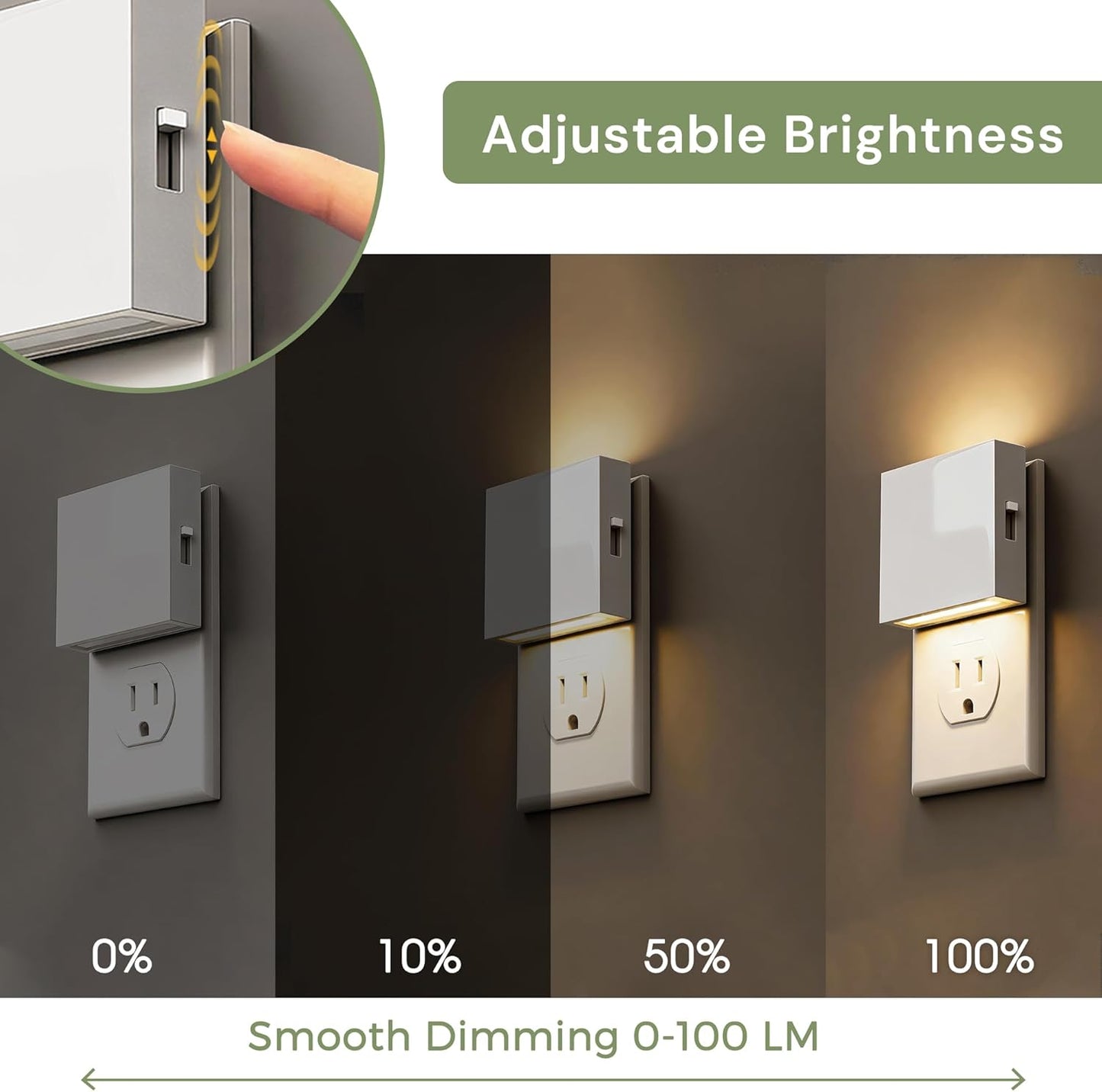 L LOHAS LED Motion Sensor Night Light, [2-Pack] Plug in Night Light with Motion Sensor and Dusk to Dawn Sensor, Brightness Adjustable, 3000K Soft White Nightlight for Bathroom Hallway Kitchen