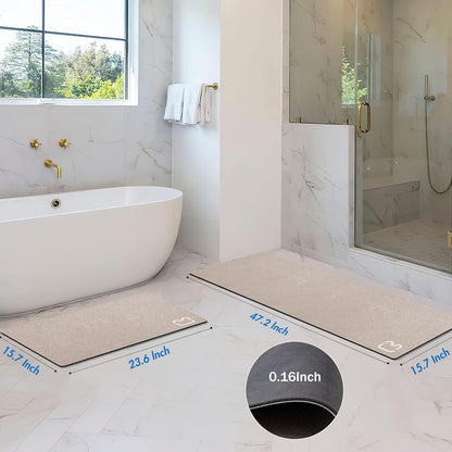Diatomaceous Earth Bath Mat Rugs Super Absorbent Diatomite Stone Bath Mat Non Slip Quick Dry Thin Bathroom Mat Fit Under Door, Floor Rugs in Front of Bathtub, Shower Room, Sink,15.7"x23.6", Grey