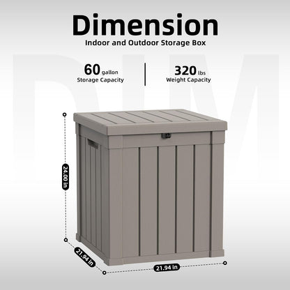 ROJIK 55Gal Outdoor Storage Box Waterproof Deck Box | Heavy-duty UV-resistant resin, space-saving for balcony/patio, stores cushions/tools/pool gear, lockable lid as table/bench
