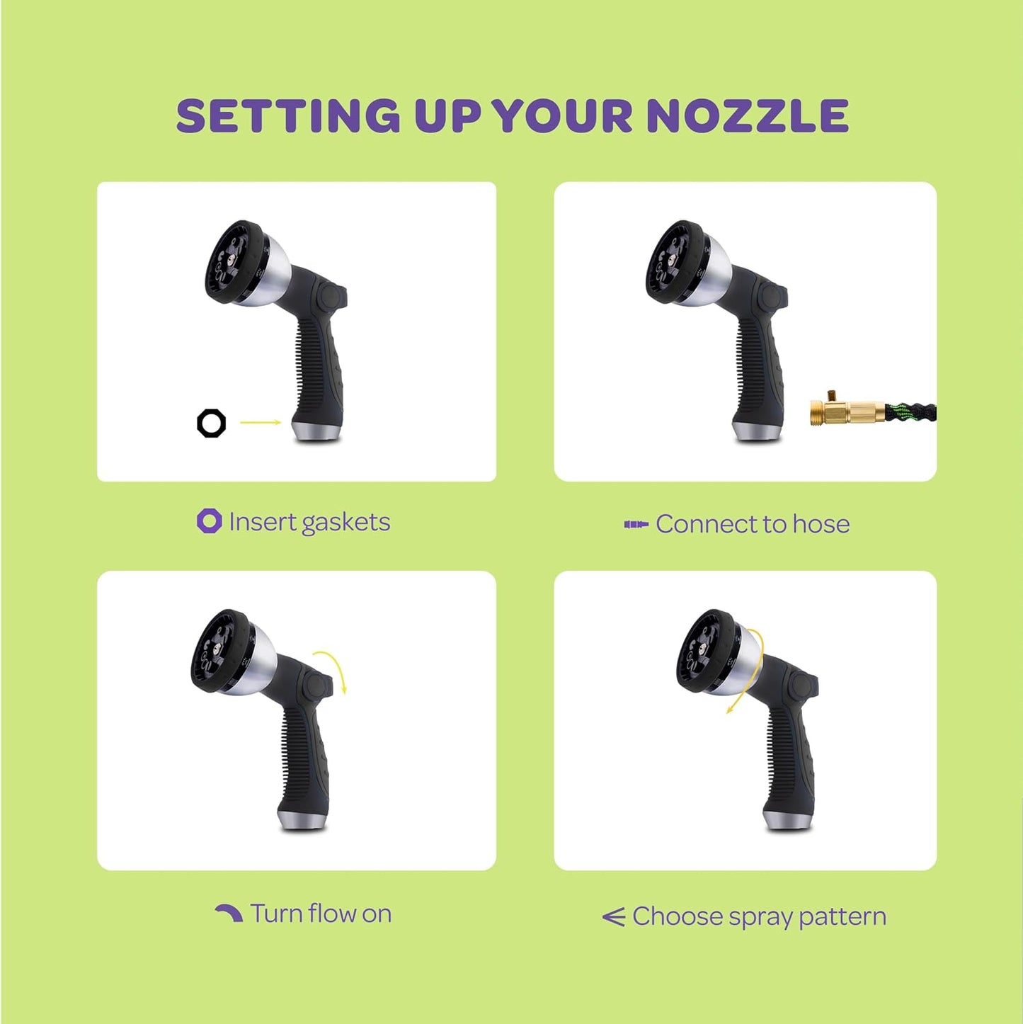 Hose Nozzle [Blue] Heavy Duty Hose Sprayer With 10 Adjustable Watering Patterns. Thumb Control Design, Comfortable Ergonomic Grip, Garden Hose Nozzle for Watering Plants & Lawns/Fun showers/Cleaning