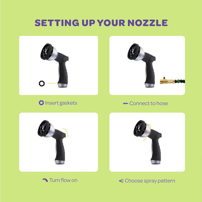Hose Nozzle [Blue] Heavy Duty Hose Sprayer With 10 Adjustable Watering Patterns. Thumb Control Design, Comfortable Ergonomic Grip, Garden Hose Nozzle for Watering Plants & Lawns/Fun showers/Cleaning