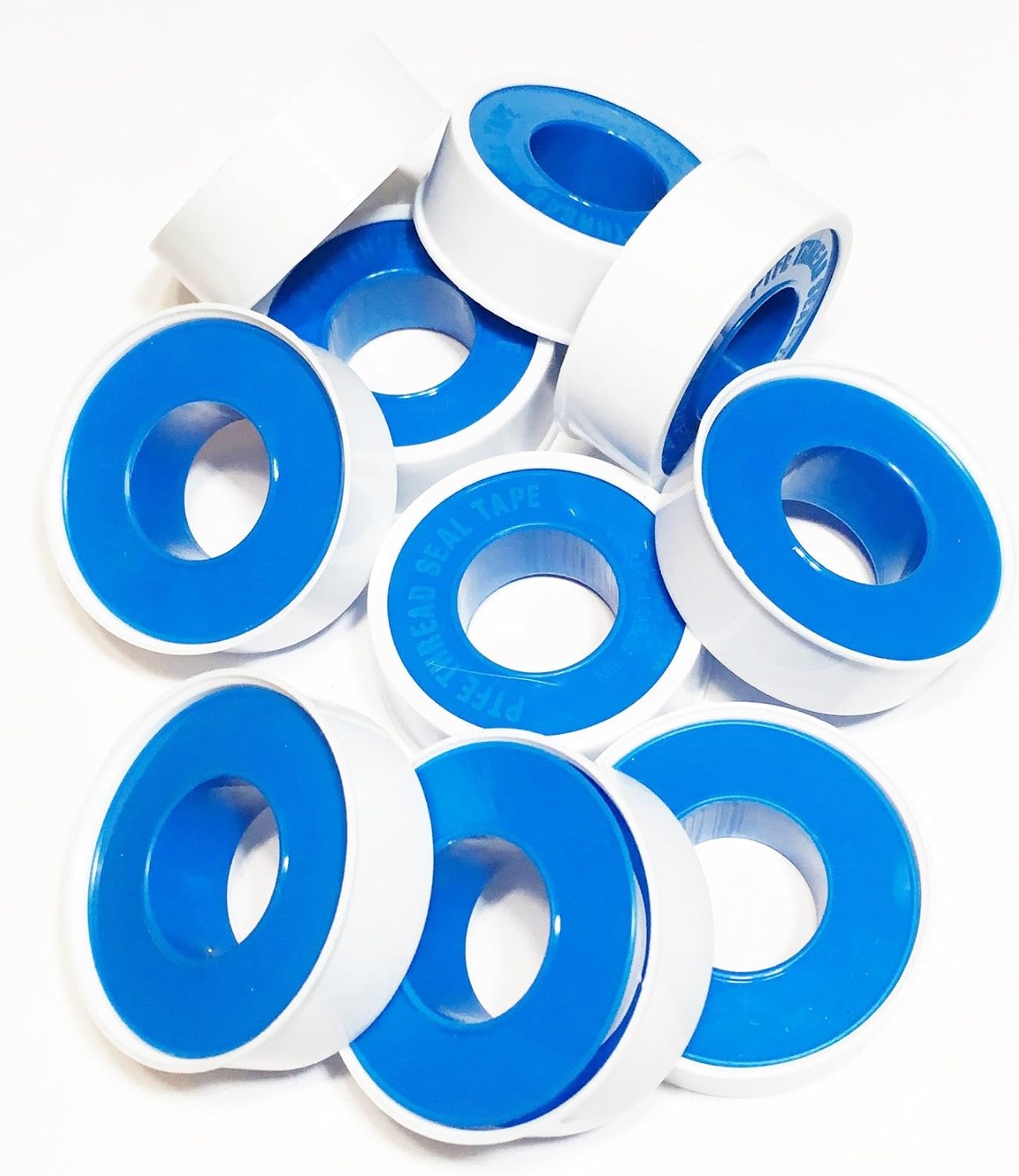 10 PK 1/2 X 260 Inch Plumber's PTFE White Pipe Thread Seal Teflon Tape For Iron, Stainless Steel, Copper, Brass, Glass Or Rubber Pipes