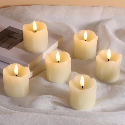 Eywamage Ivory Flameless Votive Candles with Timer Batteries, 2x3 inch Small LED Pillar Candles Flickering Set of 6
