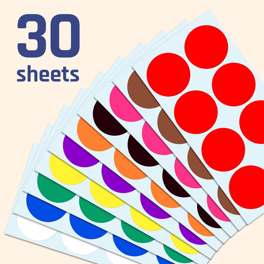 2" Round Large Colored Moving Stickers Labels - 10 Colors, Pack of 240