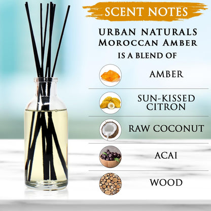 Urban Naturals Smoked Vanilla Reed Diffuser Set with Vanilla Bean, Sandalwood & Leather | Made in the USA - Colors C