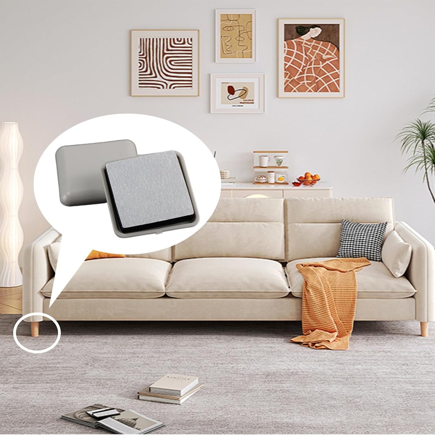 12 Pcs Furniture Sliders for Carpet, 1.5 inch Square Self-Stick Furniture Movers Sliders, Reusable Moving Pads for Hardwood Floors Moving Table Desk Bed Sofa Couch Cabinet