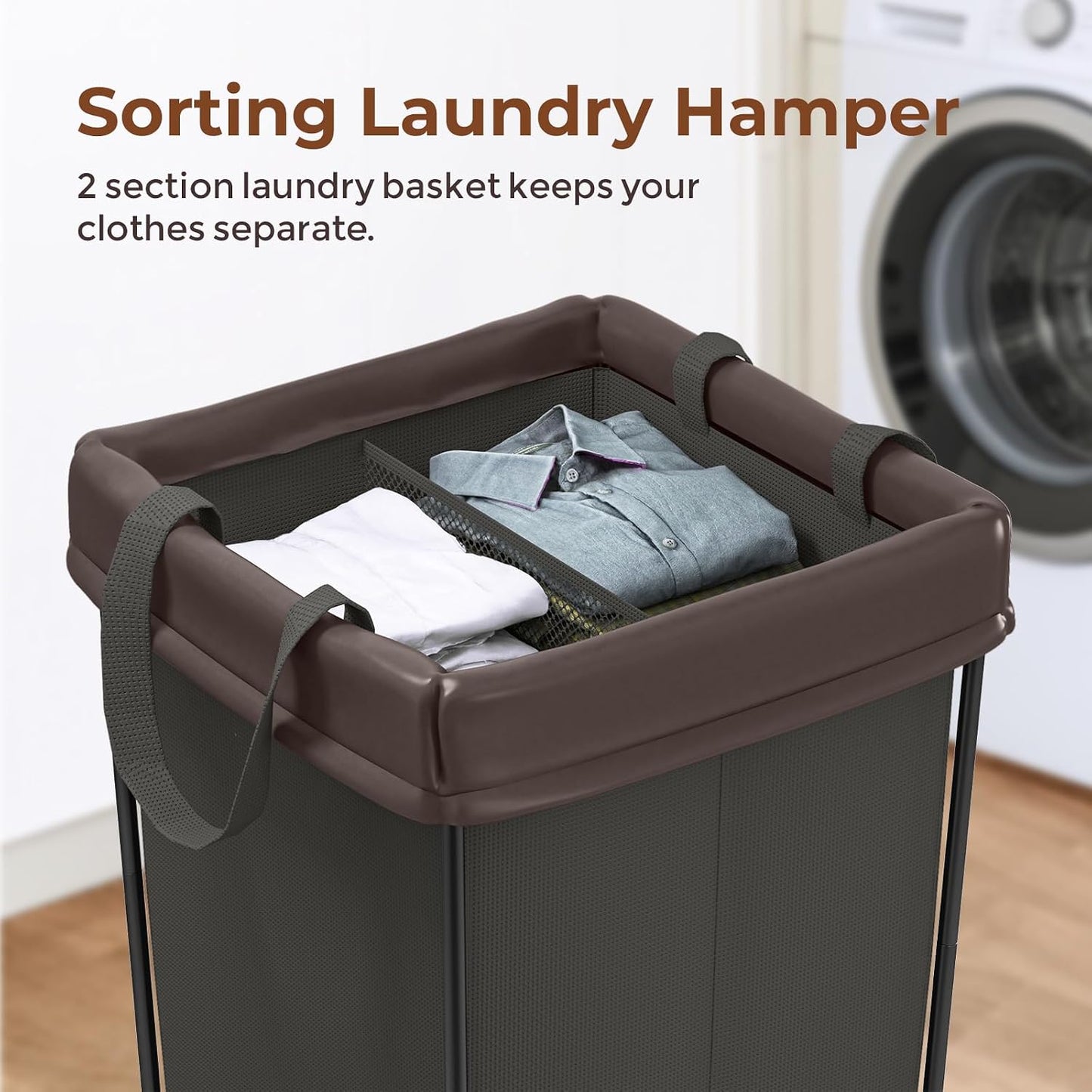 Mefirt 320L Laundry Hamper with Wheels, 3 Section Large Rolling Laundry Basket Bag with Wheels, Clothes Hamper Cart for Laundry, Bedroom, Bathroom and Dorm