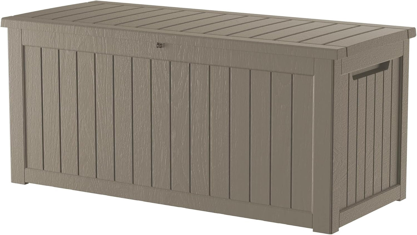 TARKARI 275 Gallon Resin Deck Box, Waterproof Outdoor Storage Box, Lockable for Patio Furniture, Garden Tools, Pool Accessories, UV-Resistant for All Weather Use, Black