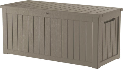 TARKARI 275 Gallon Resin Deck Box, Waterproof Outdoor Storage Box, Lockable for Patio Furniture, Garden Tools, Pool Accessories, UV-Resistant for All Weather Use, Black