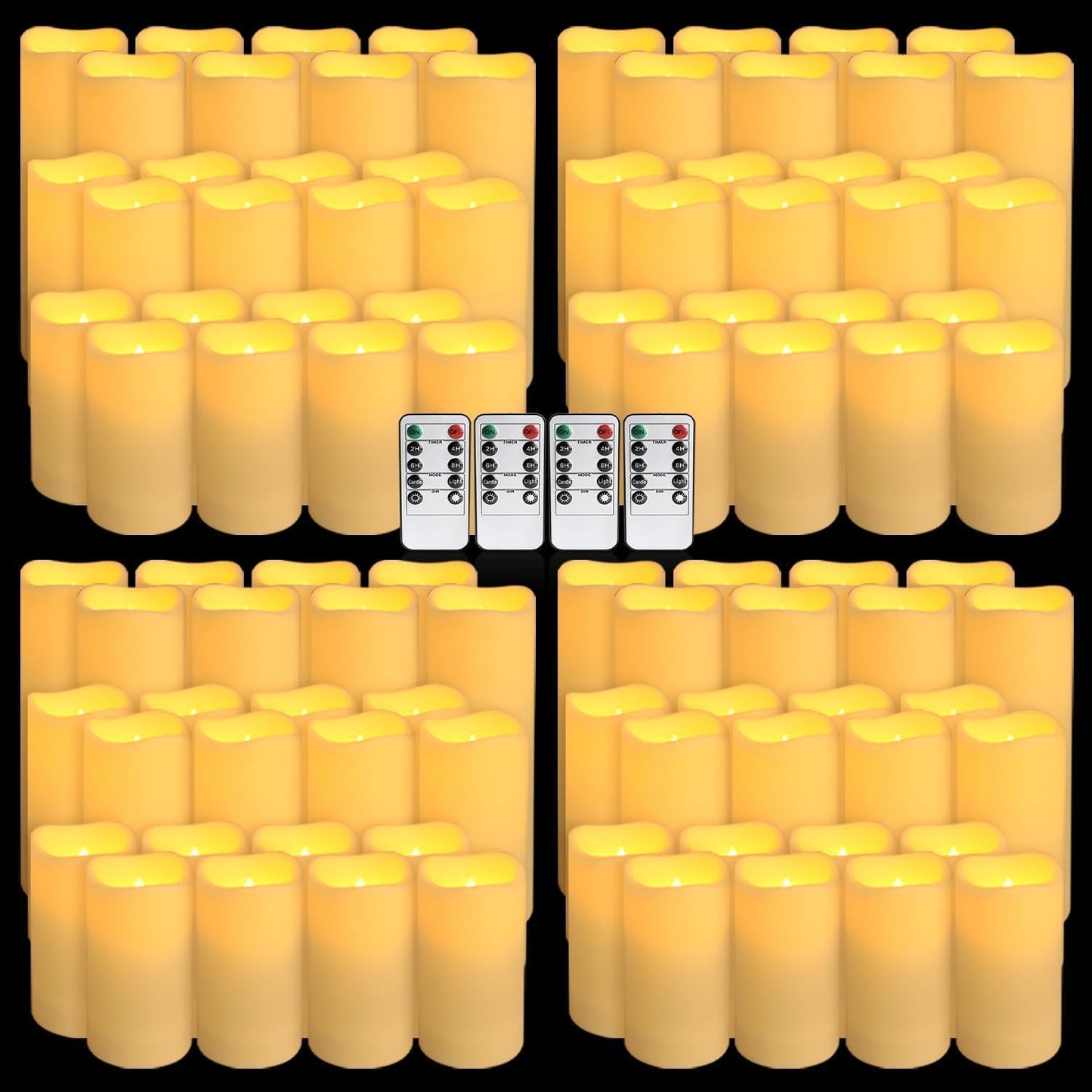 YOROXRG Set of 24 Waterproof Outdoor Flameless Candles, LED Candles with 4 Remote and Timer,(H 4" 5" 6" x D 2.2"),for Christmas,Halloween,Wedding,Festival