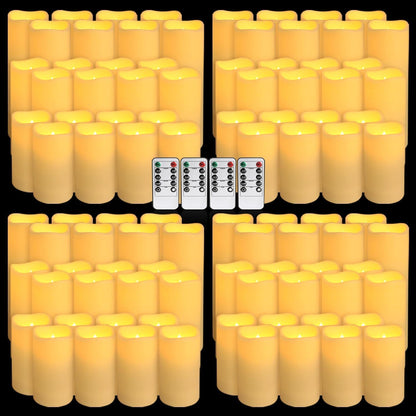 YOROXRG Set of 24 Waterproof Outdoor Flameless Candles, LED Candles with 4 Remote and Timer,(H 4" 5" 6" x D 2.2"),for Christmas,Halloween,Wedding,Festival