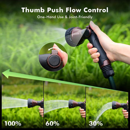 RESTMO Water Hose Nozzle Heavy Duty, Adjustable Hose Sprayer Thumb Control | Premium Zinc Alloy, 8 Adjustable Spray Patterns, Flow Control, TPR Rubberized, Ideal for Plants & Lawns, Cars & Pets, Black