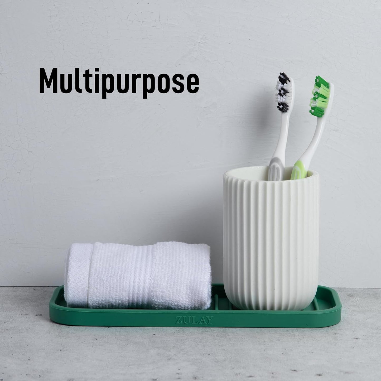 Zulay Kitchen (9x3.5in) Sponge Holder for Kitchen Sink - Flexible Heavy-Duty Multipurpose Sink Caddy - Counter Organizer for Kitchen, Bathroom, Makeup, Trinkets & More! (Grey)