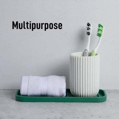 Zulay Kitchen (9x3.5in) Sponge Holder for Kitchen Sink - Flexible Heavy-Duty Multipurpose Sink Caddy - Counter Organizer for Kitchen, Bathroom, Makeup, Trinkets & More! (Grey)