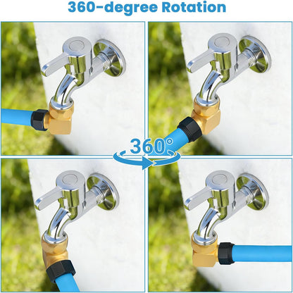 Hose Splitter, Garden Hose Splitter 2 Way with 304 Stainless Steel Long Handle, Heavy Duty Outdoor Brass Hose Splitter Y Tap Splitter 4" Extra Long Metal Handle, 3/4" GHT Thread