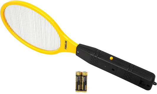 Electric Fly Swatter Racket for Mosquito and Flying Insect Control | Portable Design, Indoor/Outdoor Use, Camping Ready, Instant Bug Zapping, Includes 22 AA Batteries, Non-Slip Grip
