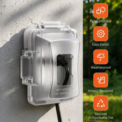 XNHTAI 1-Gang In-Use Weatherproof Outlet Cover, Outdoor Electrical Protective Cover, Horizontal or Vertical Use, Fits Decorator, Duplex Outlet and Toggle Switch, Clear